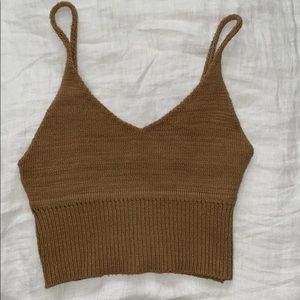 Anthropologie Tan Knit Sweater Bralette Crop Top